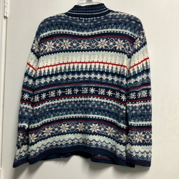 Tiara International Sweater Full Zip Up Fair Isle Colorful Size Large - Picture 8 of 9